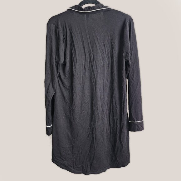 Cynthia Rowley Sleepwear Black and White Pinstripe Button Down Pajama Nightgown - Picture 2 of 5